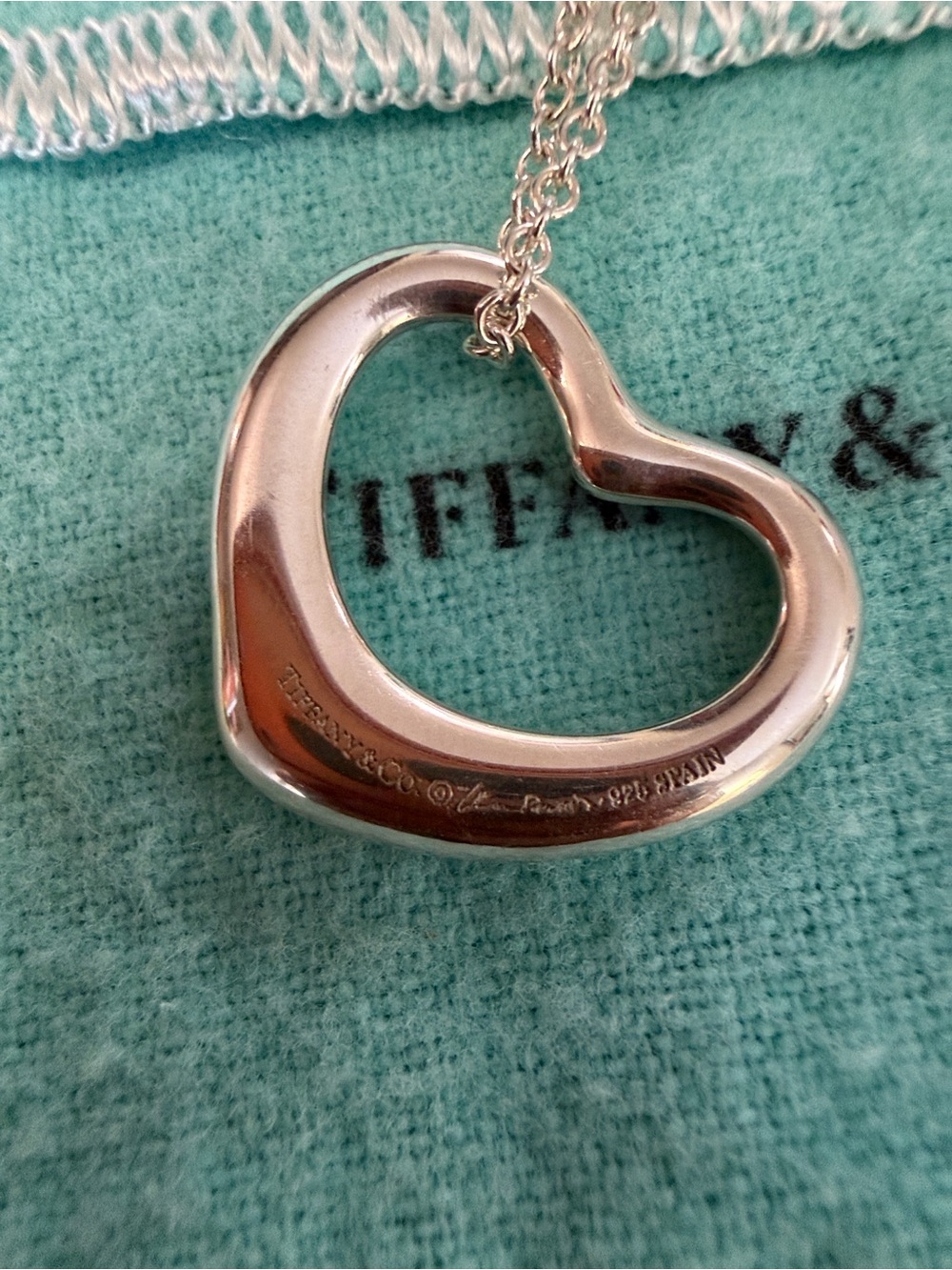 Tiffany & Co. Open Heart Pendant Necklace in Silver